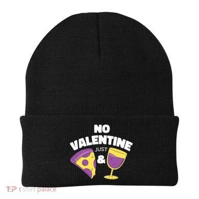 No Valentine Just Pizza And Wine Beanie