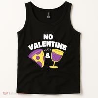 No Valentine Just Pizza And Wine Tank Top thumb 2