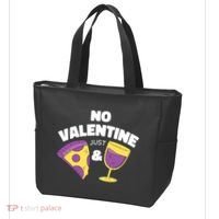 No Valentine Just Pizza And Wine Tote Bag thumb 3