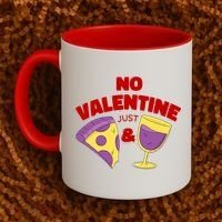 No Valentine Just Pizza And Wine Coffee Mug thumb 2