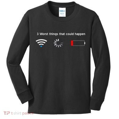 No WiFi No Battery Loading Geek Kids Long Sleeve Shirt