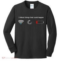 No WiFi No Battery Loading Geek Kids Long Sleeve Shirt thumb 0