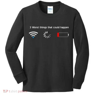No WiFi No Battery Loading Geek Kids Long Sleeve Shirt
