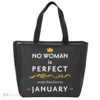 No Woman Is Perfect Except Those Born In January Tote Bag thumb 0