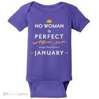 No Woman Is Perfect Except Those Born In January Baby Bodysuit thumb 0