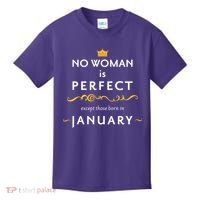 No Woman Is Perfect Except Those Born In January Kids T-Shirt thumb 0
