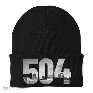 New Orleans 504 Area Code Skyline Louisiana Vintage Beanie