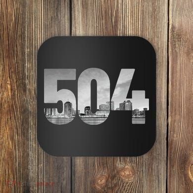 New Orleans 504 Area Code Skyline Louisiana Vintage Coaster