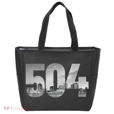 New Orleans 504 Area Code Skyline Louisiana Vintage Tote Bag