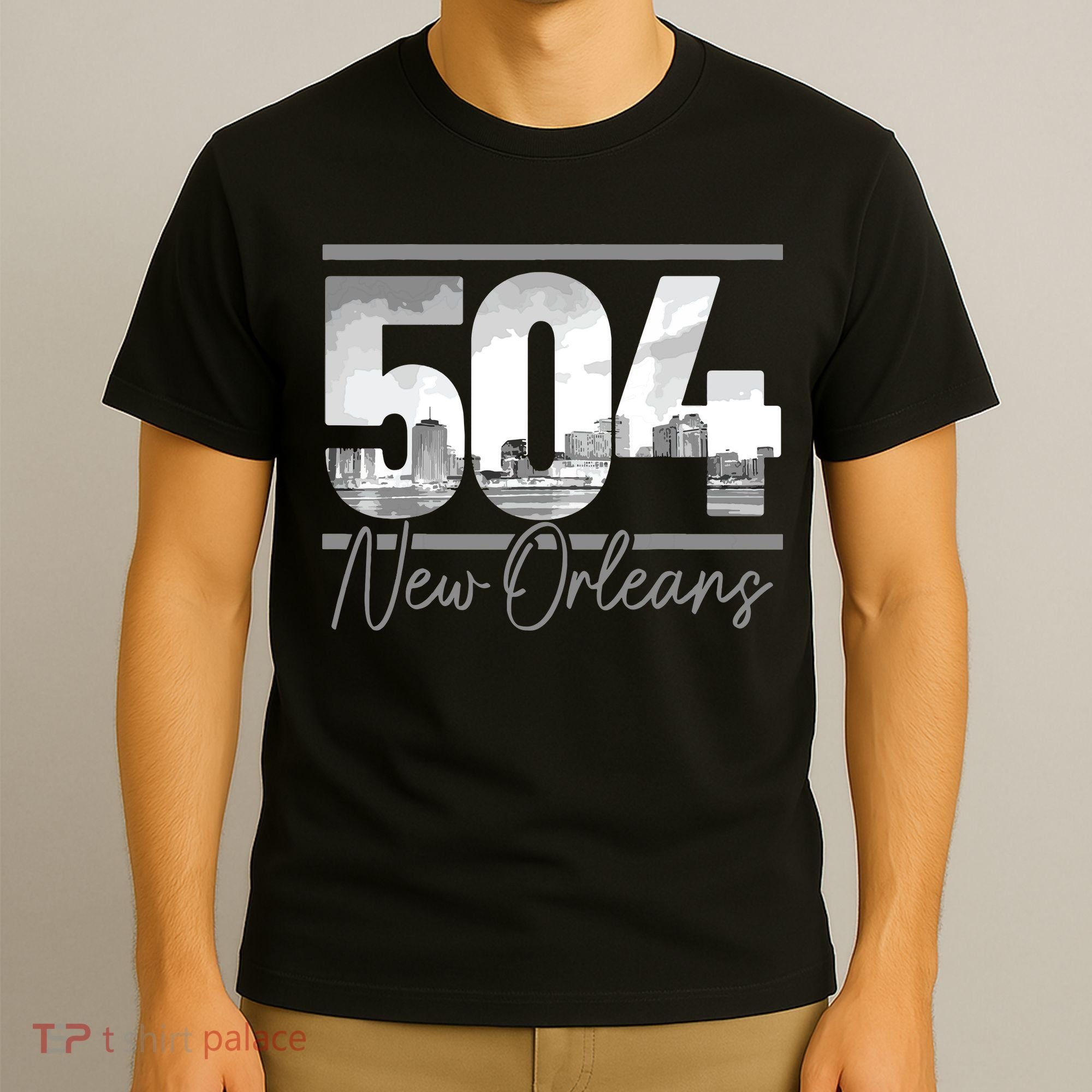 New Orleans 504 Area Code Skyline Louisiana Vintage T-Shirt