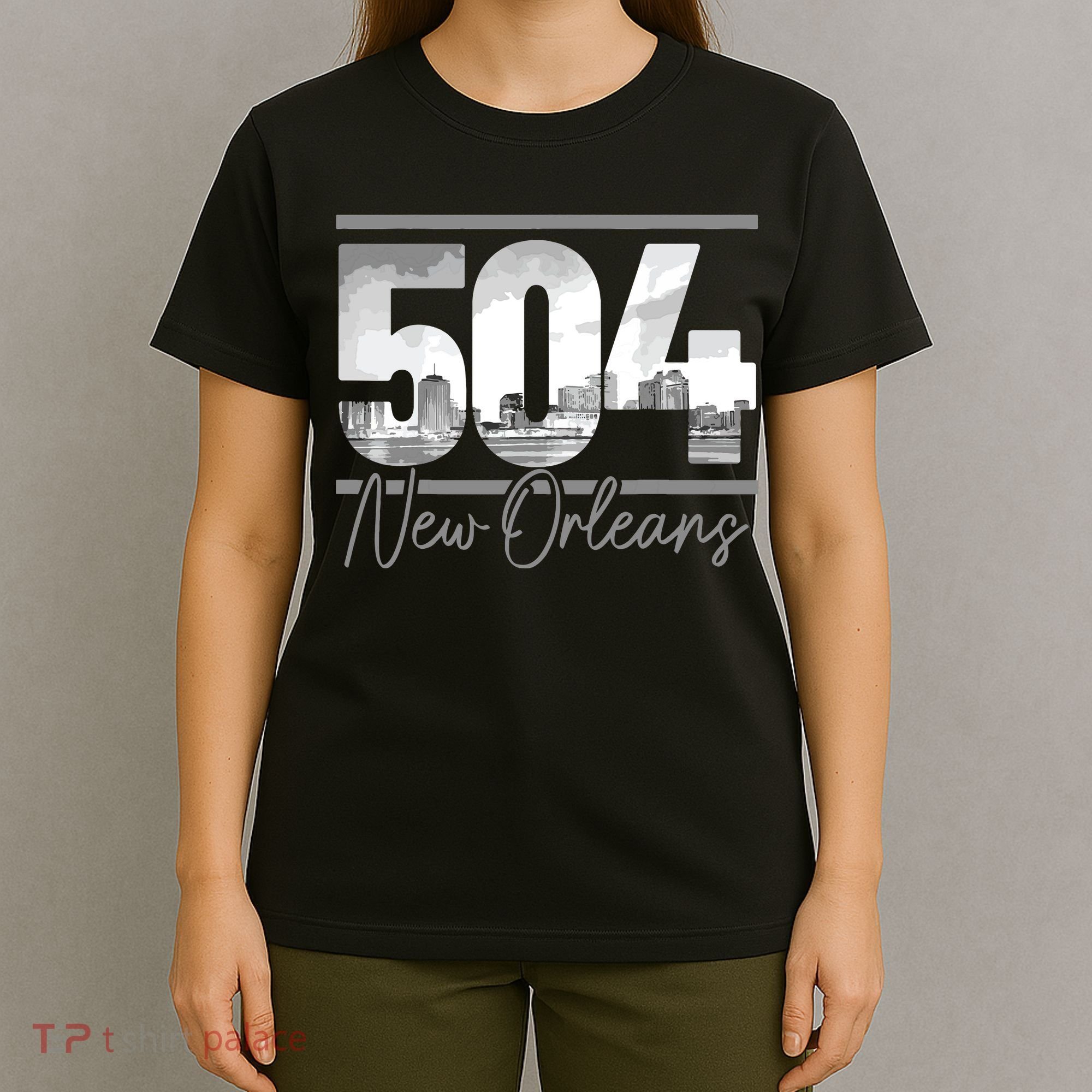 New Orleans 504 Area Code Skyline Louisiana Vintage T-Shirt