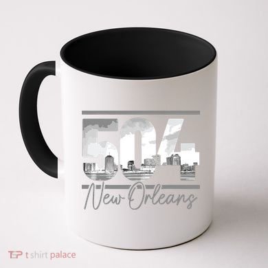 New Orleans 504 Area Code Skyline Louisiana Vintage Coffee Mug