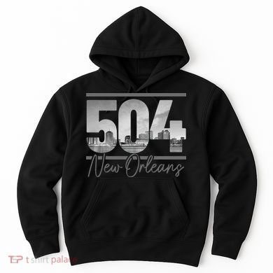 New Orleans 504 Area Code Skyline Louisiana Vintage Hoodie