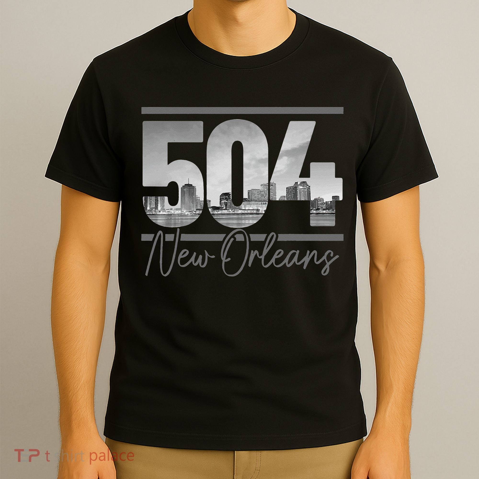 New Orleans 504 Area Code Skyline Louisiana Vintage T-Shirt