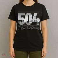 New Orleans 504 Area Code Skyline Louisiana Vintage T-Shirt thumb 4