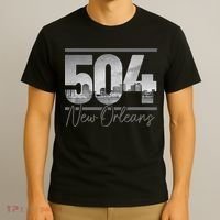 New Orleans 504 Area Code Skyline Louisiana T-Shirt thumb 3