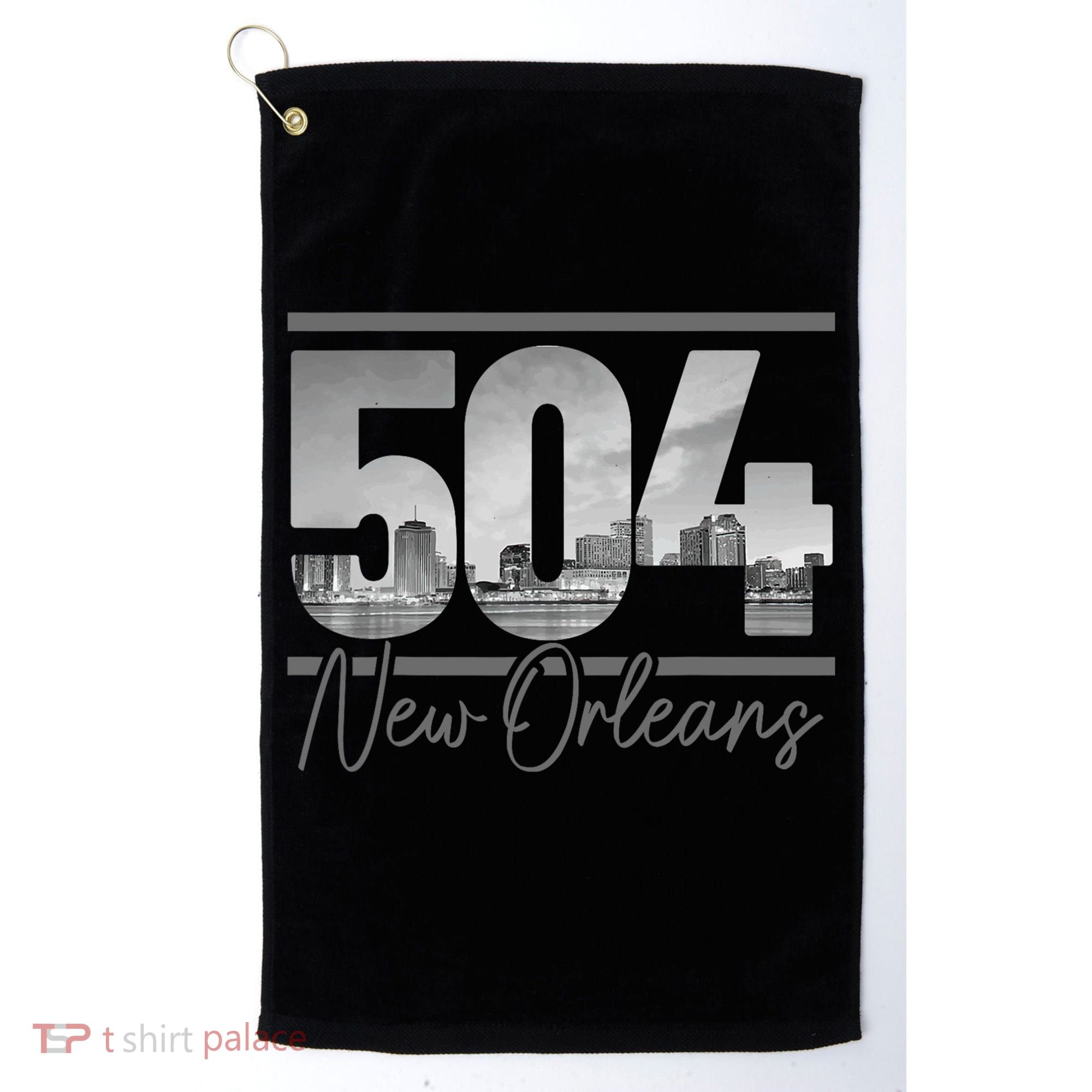 New Orleans 504 Area Code Skyline Louisiana Golf Towel
