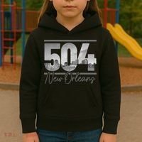 New Orleans 504 Area Code Skyline Louisiana Kids Hoodie thumb 3