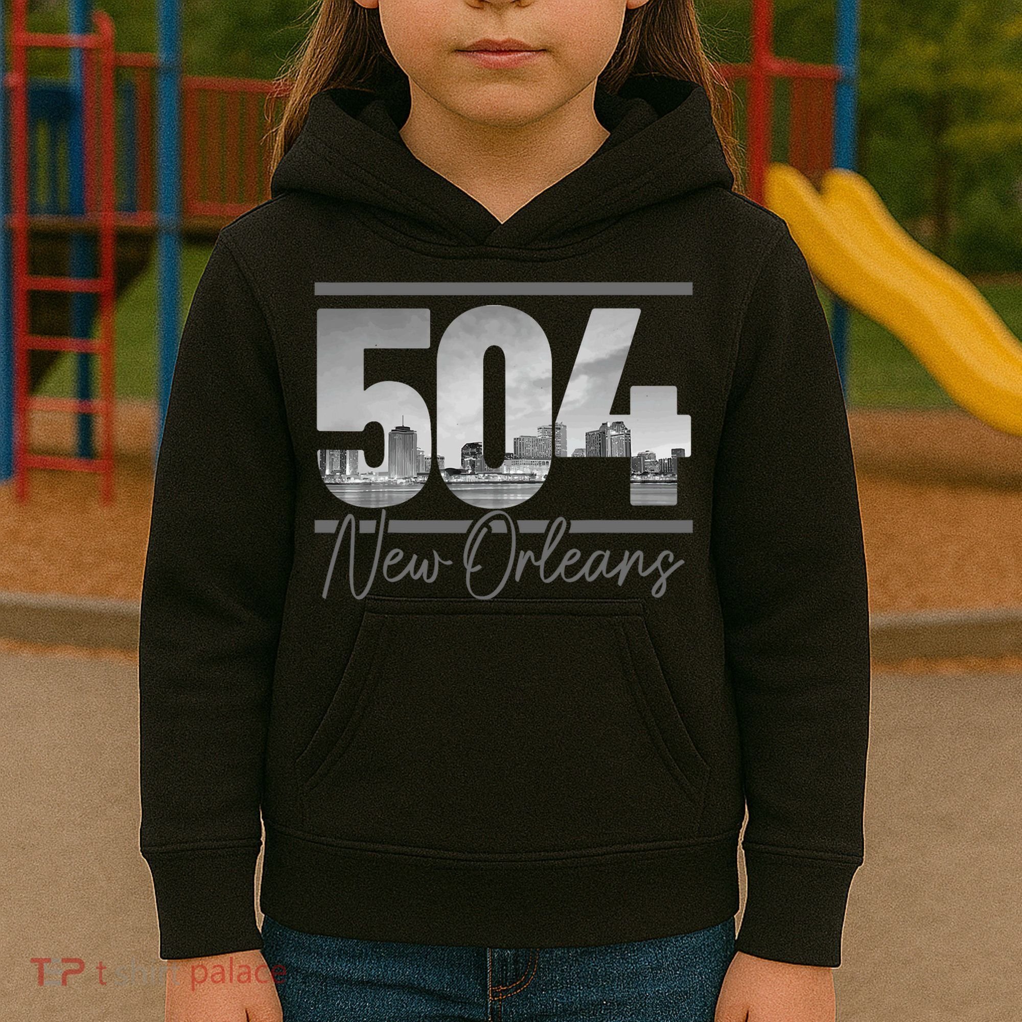 New Orleans 504 Area Code Skyline Louisiana Kids Hoodie