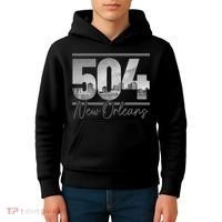 New Orleans 504 Area Code Skyline Louisiana Kids Hoodie thumb 4