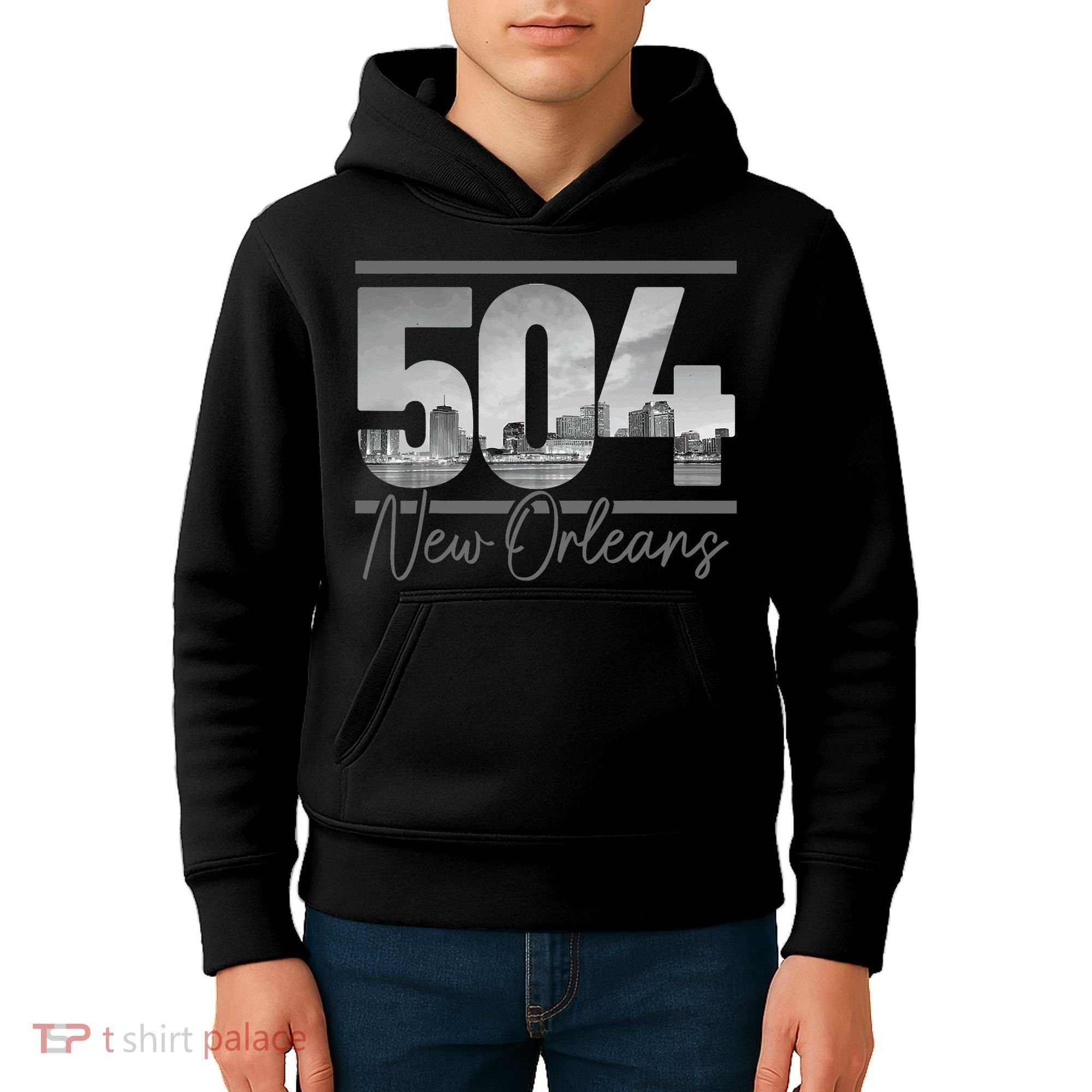 New Orleans 504 Area Code Skyline Louisiana Kids Hoodie