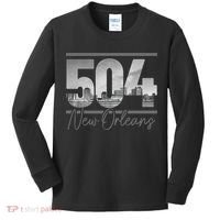 New Orleans 504 Area Code Skyline Louisiana Kids Long Sleeve Shirt thumb 0
