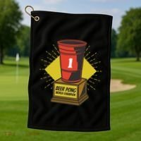 Number One Beer Pong Champion Golf Towel thumb 1
