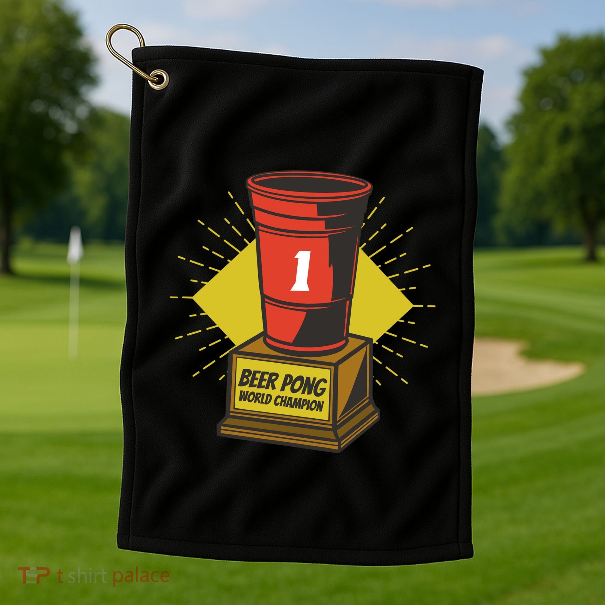 Number One Beer Pong Champion Golf Towel