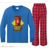Number One Beer Pong Champion Kids Long Sleeve Plaid Pajama Set thumb 0
