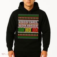 Nobody Care Work Hardy Ugly Christmas Sweater Hoodie thumb 2