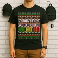 Nobody Care Work Hardy Ugly Christmas Sweater T-Shirt thumb 6