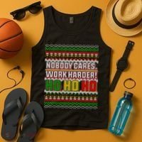 Nobody Care Work Hardy Ugly Christmas Sweater Tank Top thumb 4