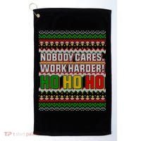 Nobody Care Work Hardy Ugly Christmas Sweater Golf Towel thumb 0