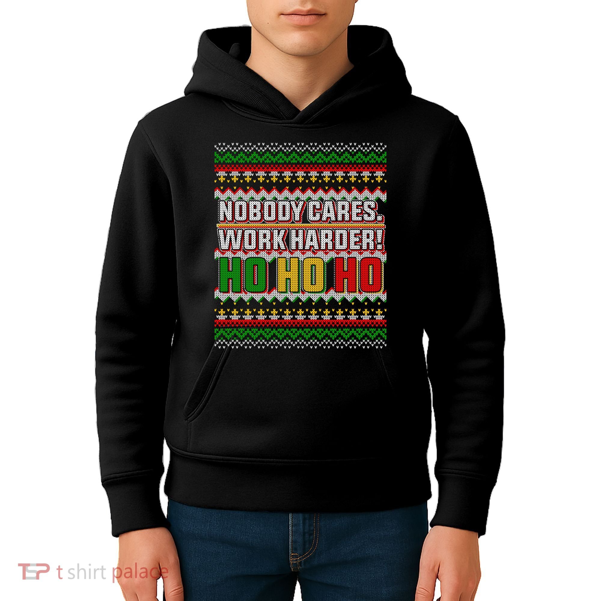Nobody Care Work Hardy Ugly Christmas Sweater Kids Hoodie