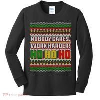 Nobody Care Work Hardy Ugly Christmas Sweater Kids Long Sleeve Shirt thumb 0