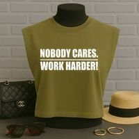 Nobody Cares. Work Harder! Garment-Dyed Women's Muscle Tee thumb 3