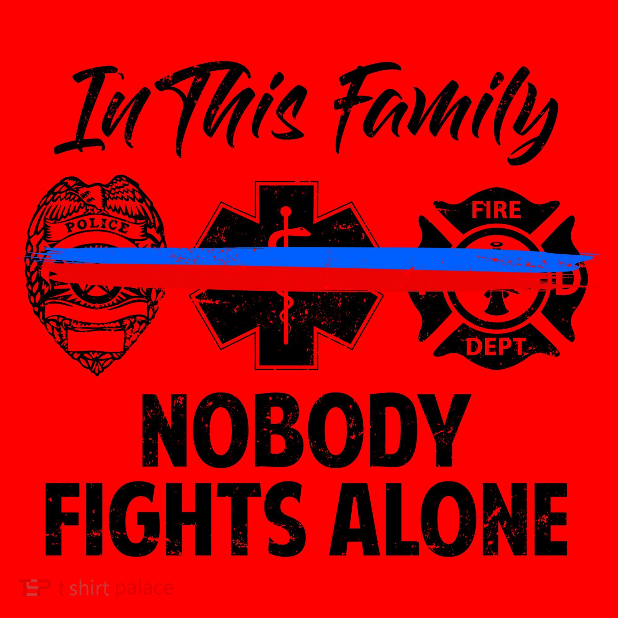 Nobody Fight Alone Support Police EMS Fireman Santa Hat