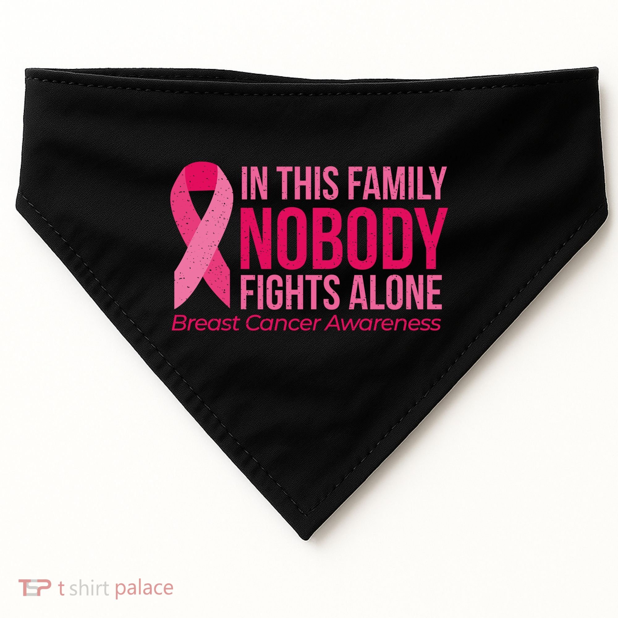 Nobody Fights Alone Breast Cancer USA-Made Doggie Bandana