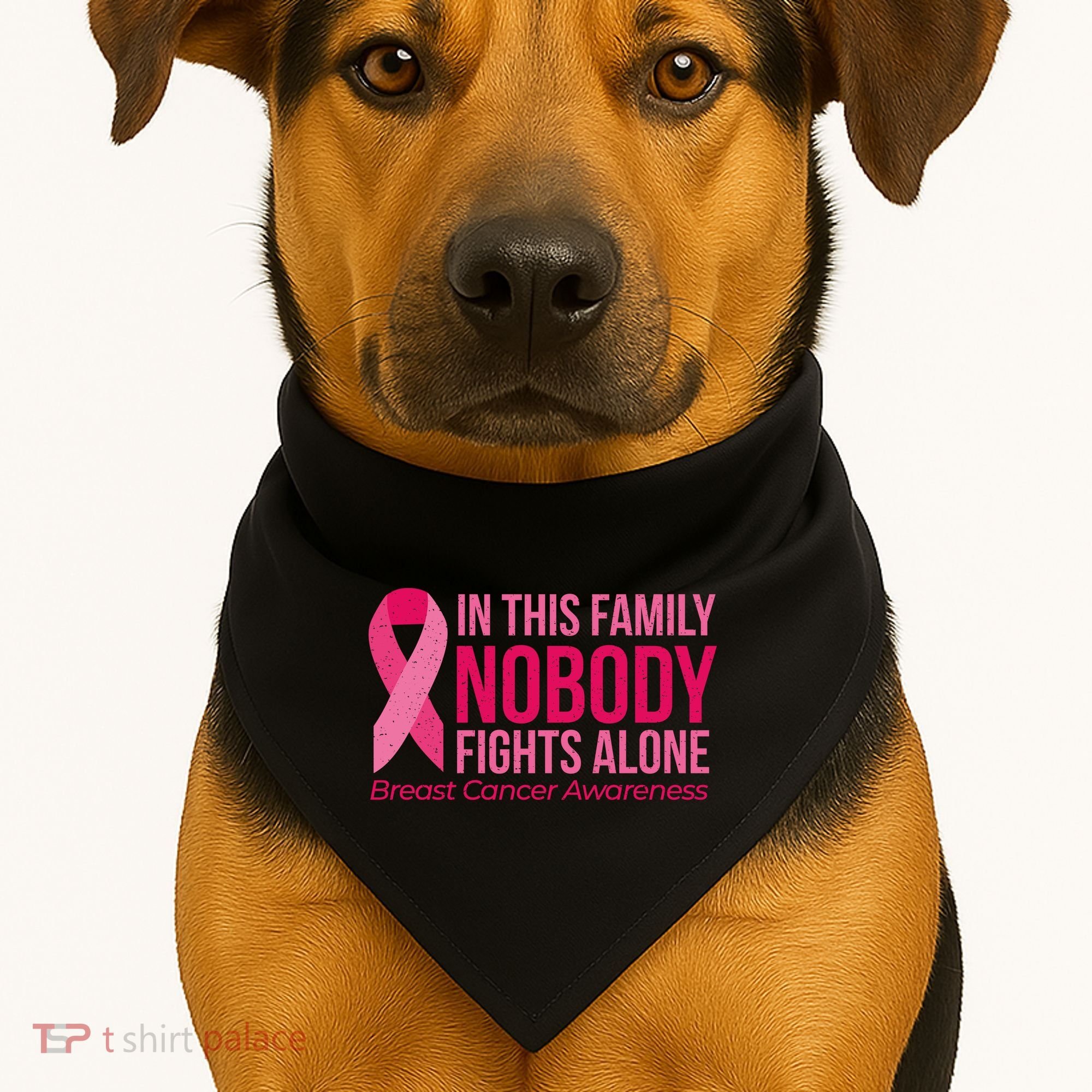 Nobody Fights Alone Breast Cancer USA-Made Doggie Bandana
