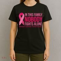 Nobody Fights Alone Breast Cancer T-Shirt thumb 4