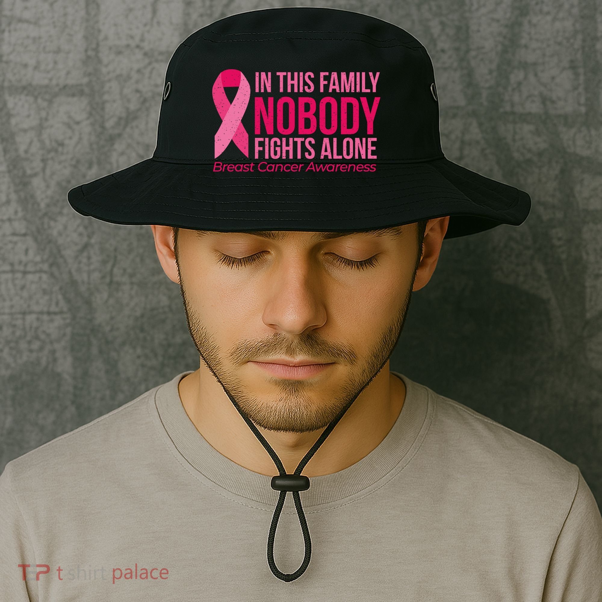Nobody Fights Alone Breast Cancer Bucket Hat