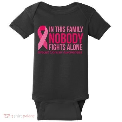 Nobody Fights Alone Breast Cancer Baby Bodysuit