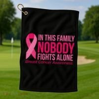 Nobody Fights Alone Breast Cancer Golf Towel thumb 1