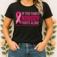 Nobody Fights Alone Breast Cancer Women's T-Shirt thumb 2