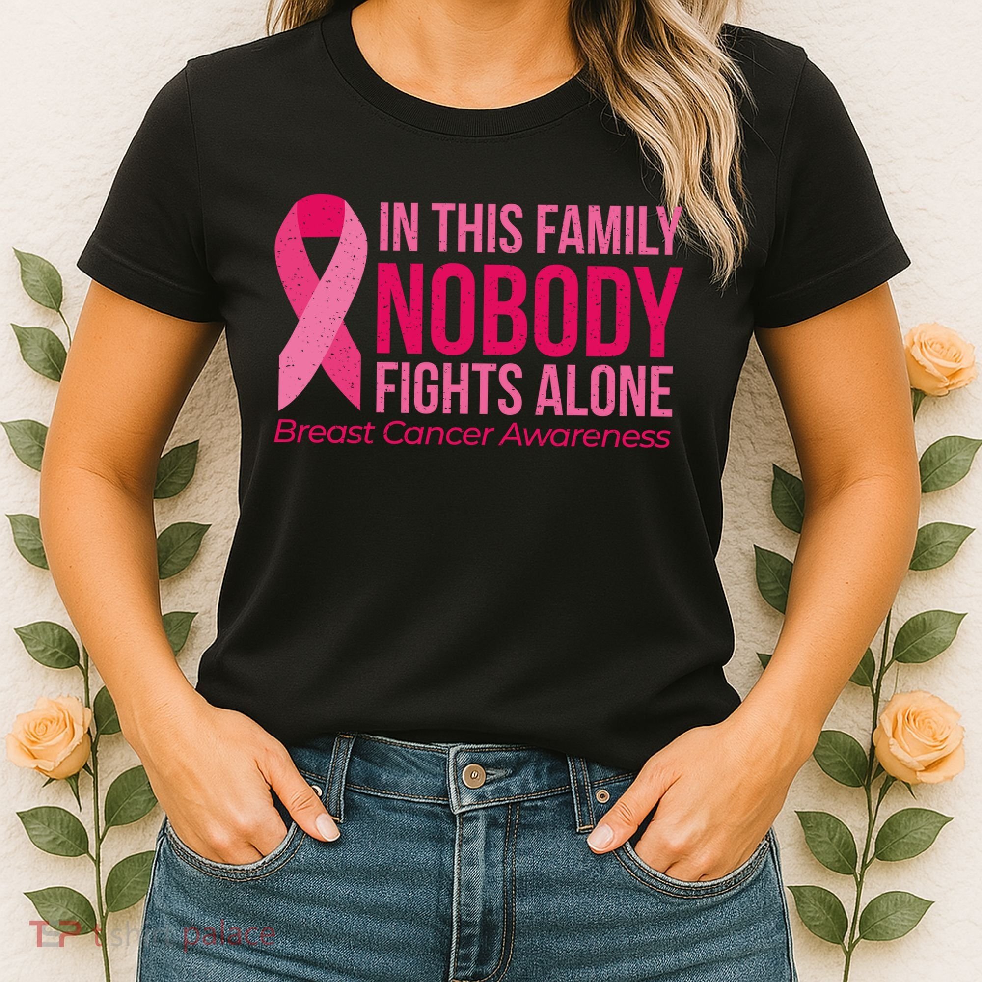 Nobody Fights Alone Breast Cancer Women's T-Shirt