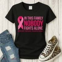 Nobody Fights Alone Breast Cancer Women's T-Shirt thumb 3