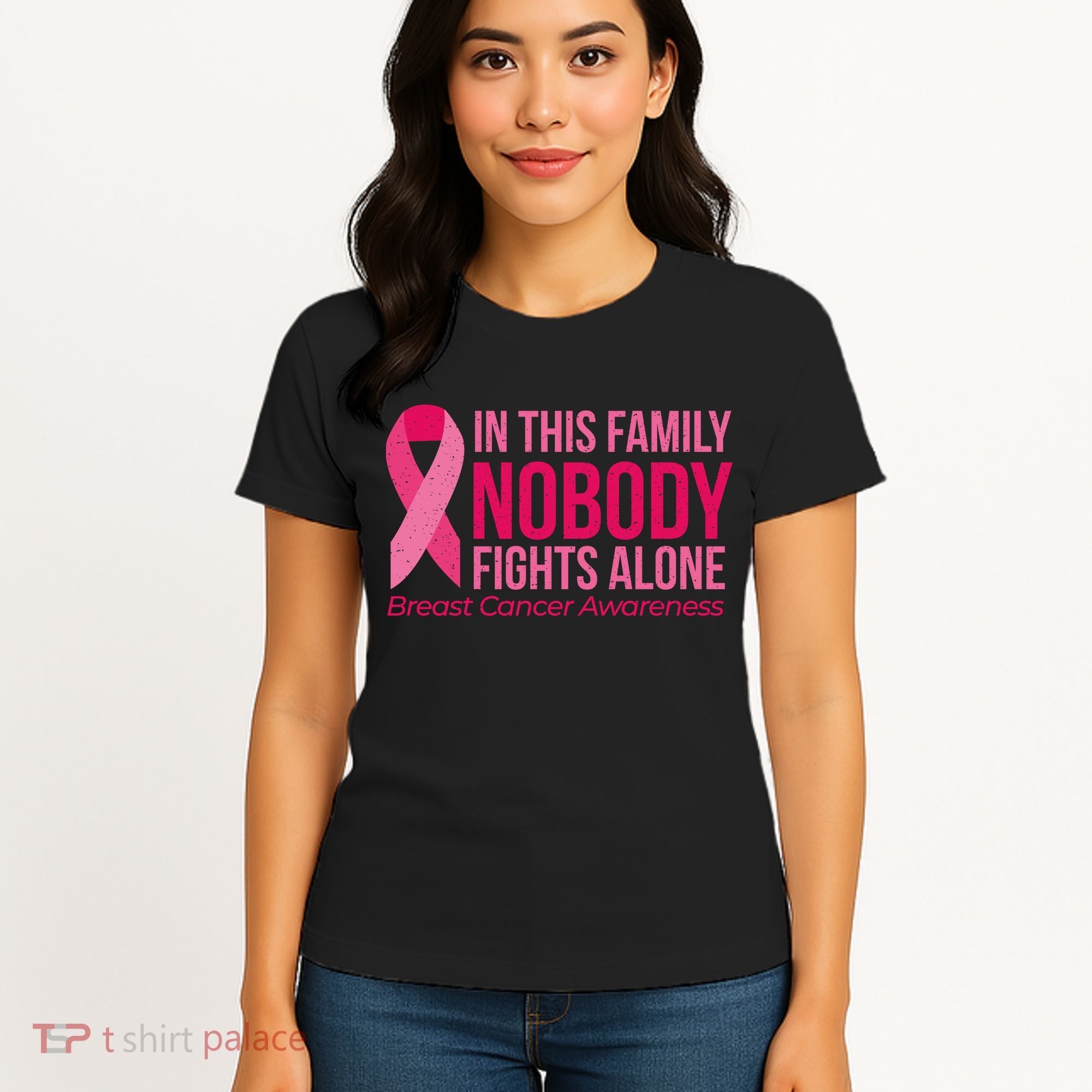 Nobody Fights Alone Breast Cancer Women's T-Shirt