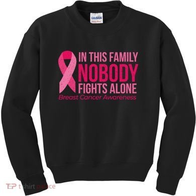 Nobody Fights Alone Breast Cancer Kids Sweatshirt