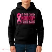 Nobody Fights Alone Breast Cancer Kids Hoodie thumb 4