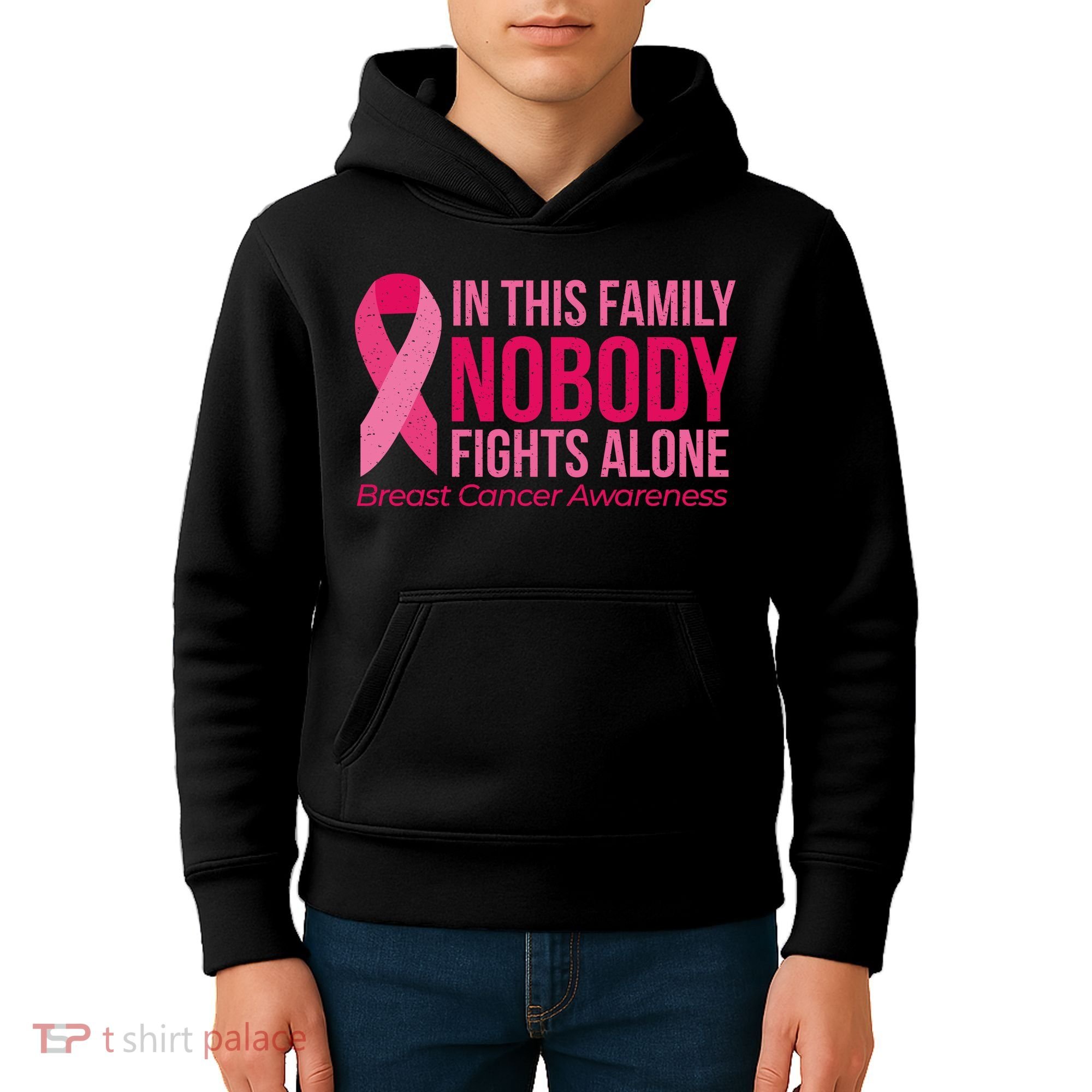 Nobody Fights Alone Breast Cancer Kids Hoodie